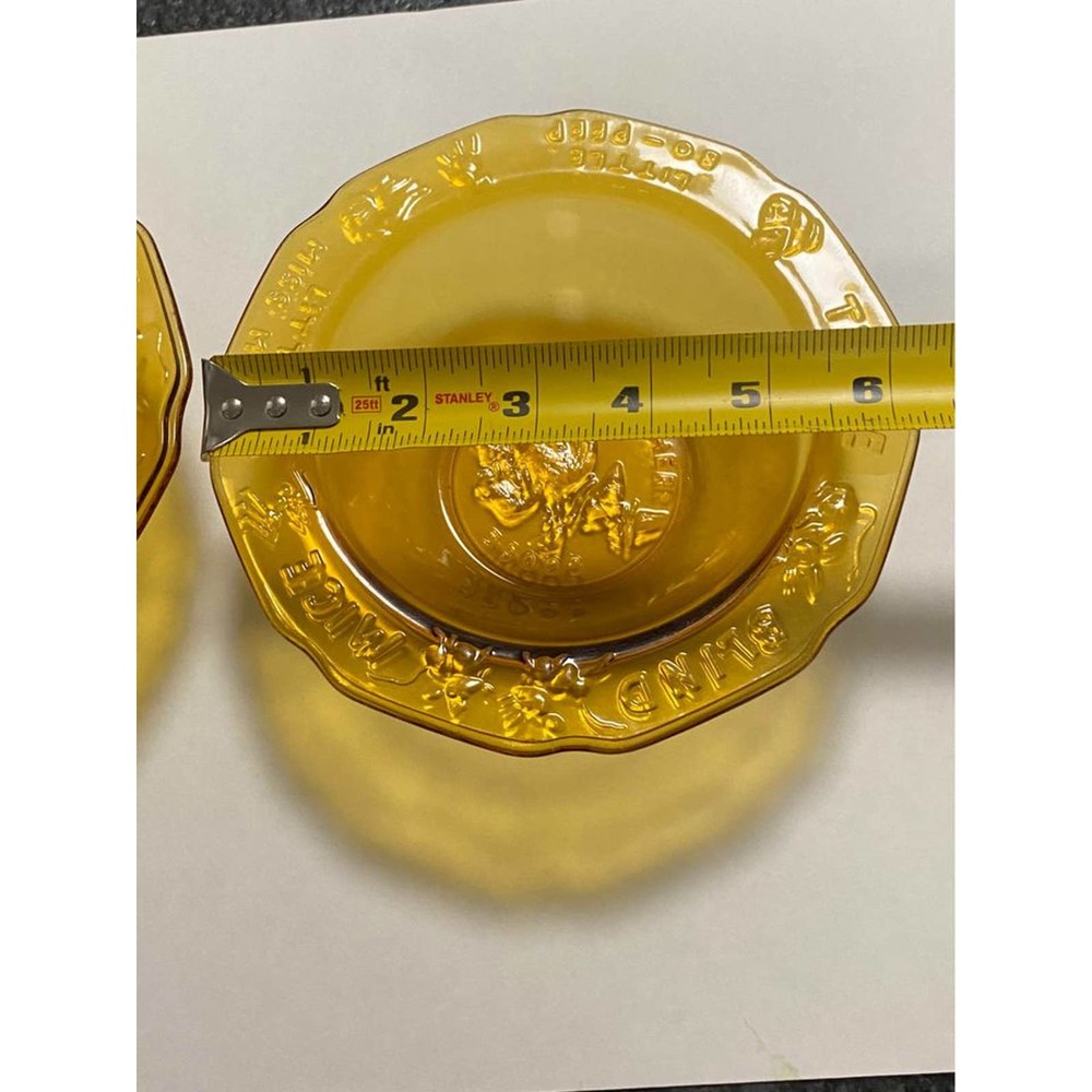 Tiara Exclusives 2-pc Set 6-1/2" Nursery Rhyme Mother Goose Amber Glass bowls - Picture 8 of 10